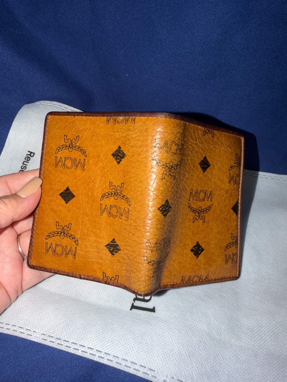 MCM Cognac Visetos Leather Card Holder Wallet - Men's Accessory - Picture 5 of 7